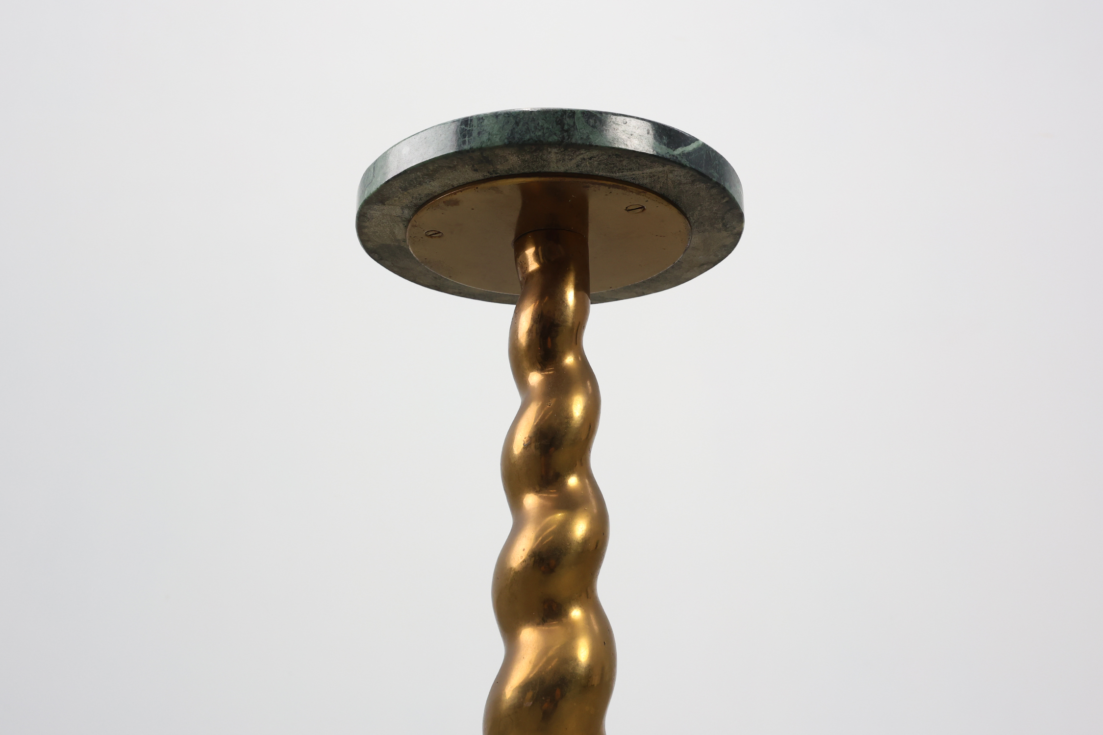 Art Deco side table or pedestal with green marble top and bronze base, Belgium ca. 1925thumbnail